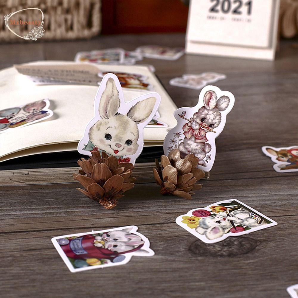 Mxbeauty Rabbit Stiker Hias 46pcs /Box Gadis Scrapbooking Diary Stiker Album Handphone Alat Tulis Stiker