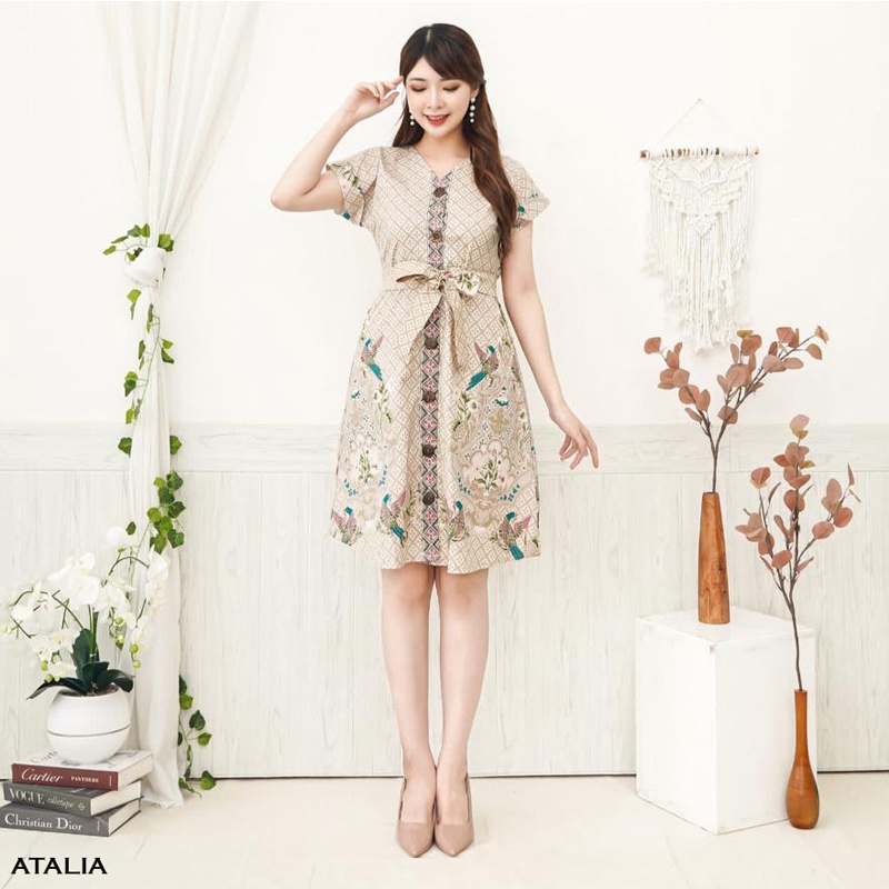 Evercloth Atalia Dress Batik Modern Wanita Gaun Terusan Jumbo