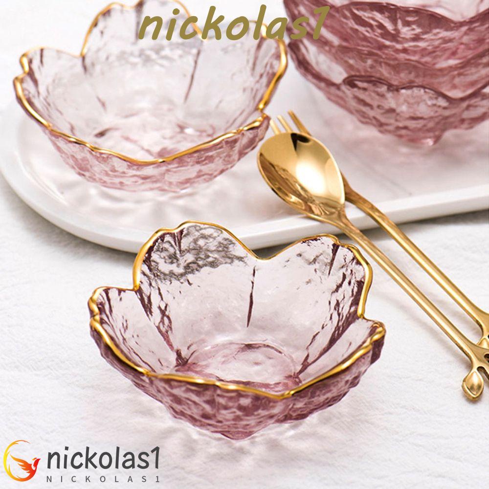 Nickolas1 Mangkok Saus Bunga Sakura Kecil Es Krim Gold Hias Buah Sala Piring Khusus Peralatan Makan