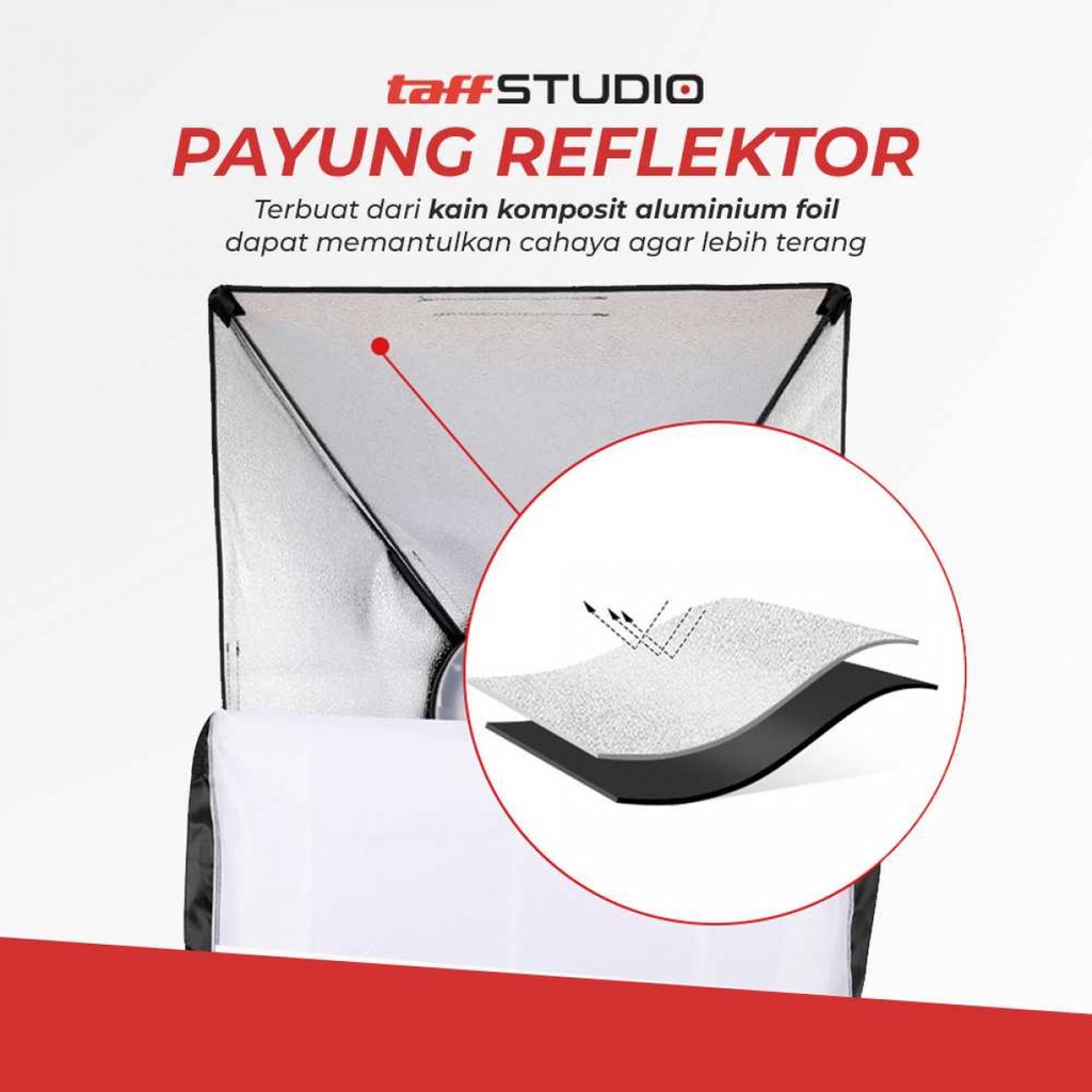 TaffSTUDIO Payung Tripod Softbox Reflektor Studio Fotografi + Bohlam