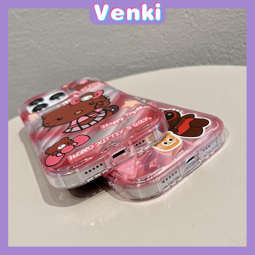 VENKI - Untuk iPhone 11 iPhone Case Laser Reflektif Bening Phone Case TPU Soft Shockproof Airbag Case Cute Kartun Kucing Kompatibel dengan iPhone 14 Pro Max 13 Pro Max 12 Pro Max XR XS 7