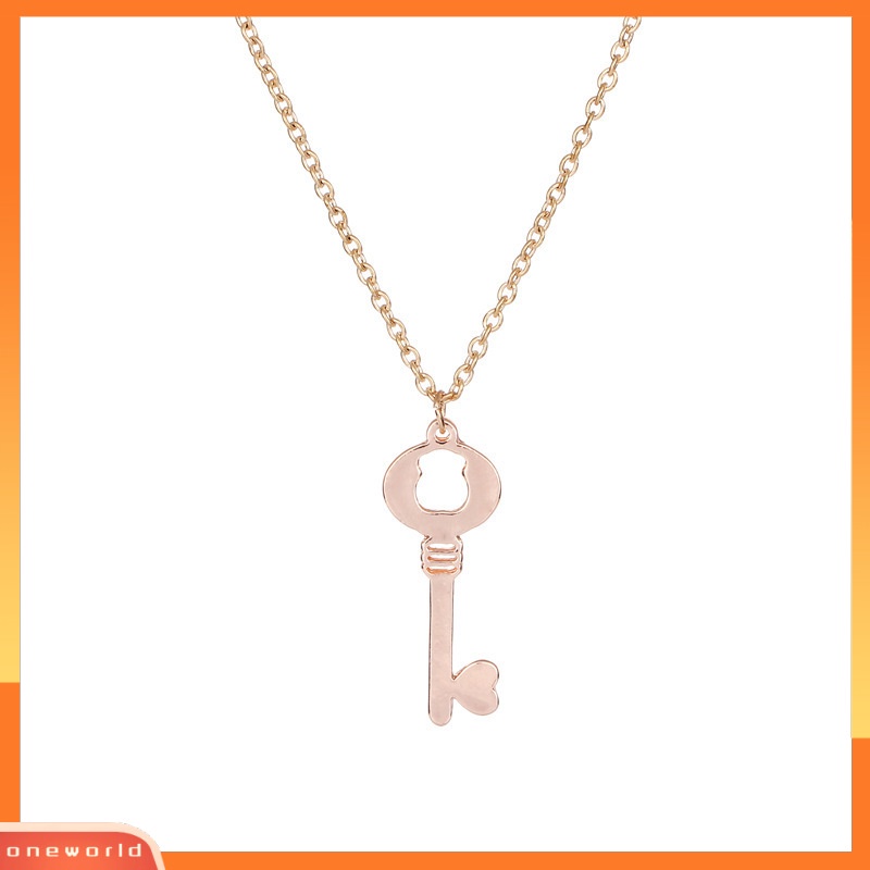 [ONR] Kalung Bear Heart Key Necklace Wanita Rantai Klavikula