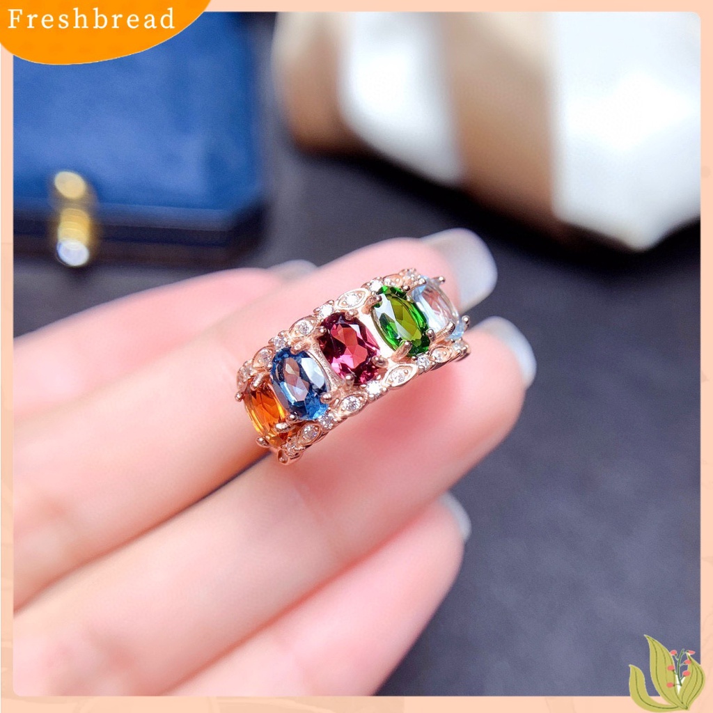 [FRA] Imitasi natural multi-treasure crystal ring Cincin Voli Wanita Dengan Variasi Harta Berwarna open rings