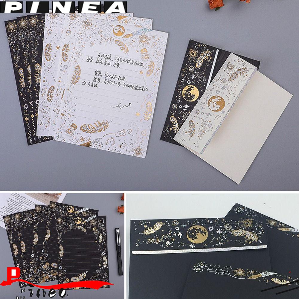 Nanas 10 /16Pcs Bronzing Bulu Amplop DIY Stationary Love Letter Vintage Berkah Surat Kertas