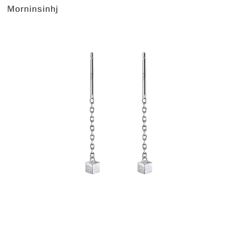 Mornin Gaya Sederhana Rantai Kotak Rumbai Drop Anting Untuk Wanita Panjang Menjuntai Earring Line Aksesoris Tipis Mini Perhiasan Telinga Trendi id