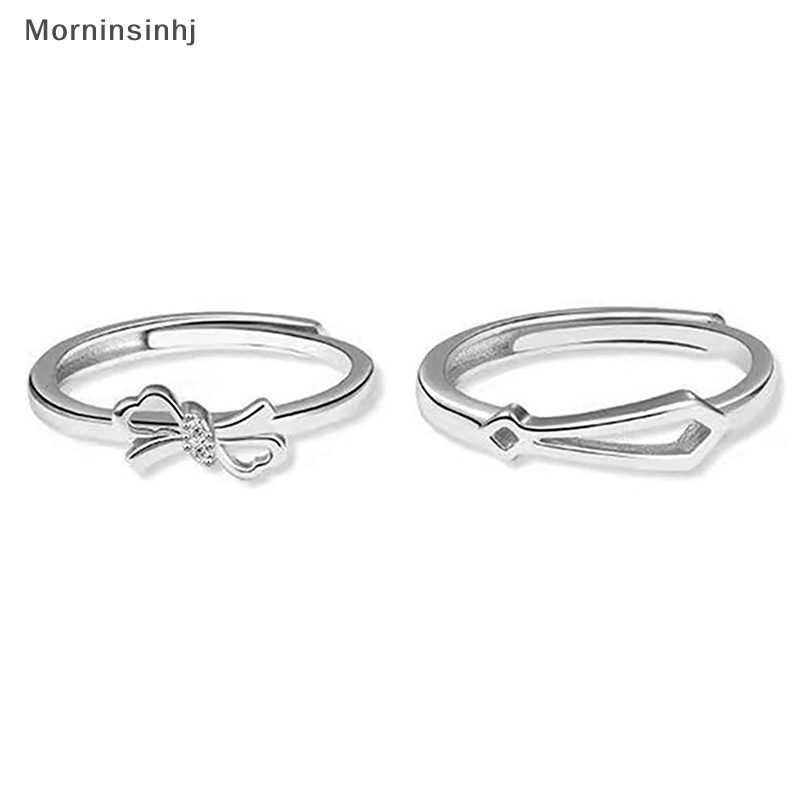 Mornin Cincin Pasangan Kreatif Ikatan Simpul Zirkon Cincin Fashion Segar Pembukaan Adjustable Geometris Jari Rings Untuk Pria Wanita Perhiasan Hadiah id