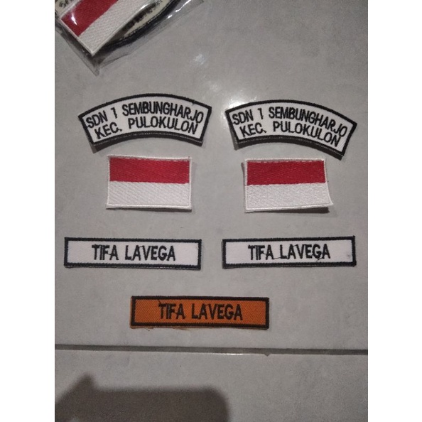 

Bordir nama bordir/Bordir nama/lokasi sekolah/bendera 1 setbisa pesan satuan