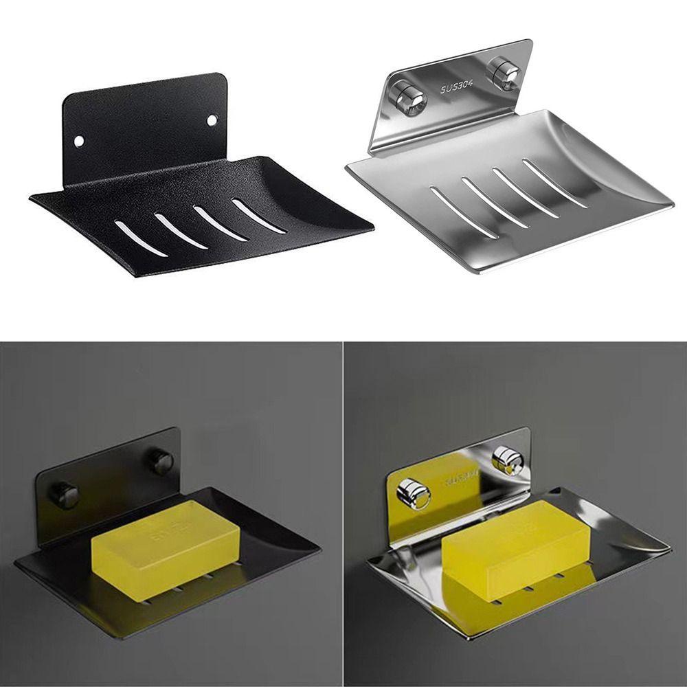 POPULAR Populer Kotak Sabun Kualitas Tinggi Stainless Steel Rak Toilet Tempel Dinding Drain Soap Rack Untuk Kamar Mandi