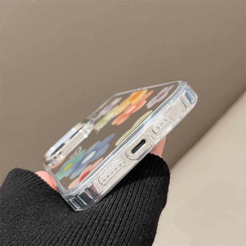 IPHONE Bunga Warna-Warni Cermin Ponsel Case Kompatibel Untuk Iphone11 12 13 14 12Pro 13Pro 14Pro Pro Max XR X XS Max Electroplating Tombol Perlindungan Mirror Cover