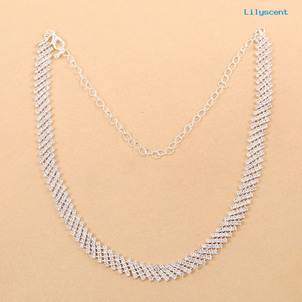 [LS]1 Set Kalung Wanita Cantik Elegan Alloy Glamor Berlian Imitasi Decor Fashion Necklace Untuk Pernikahan