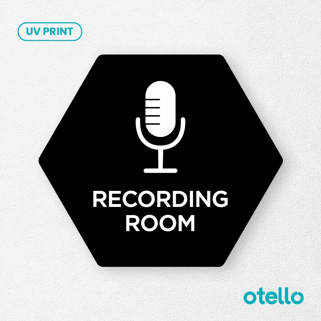 Recording Room Signage Board Akrilik Tempel Dinding Papan Acrylic Sign Board Signage Tempel Dinding Tulisan Label Tanda Petunjuk Rambu Aklirik UV Print