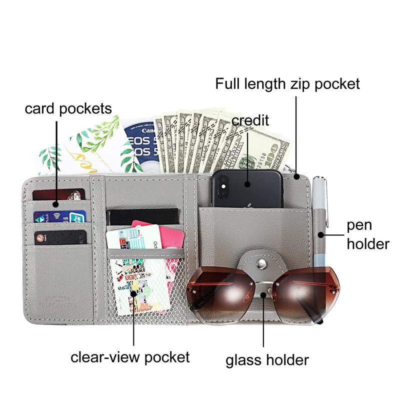 Dompet Mobil Tempat Kacamata Kartu Etoll Sun Visor Car Organizer Pu Leather