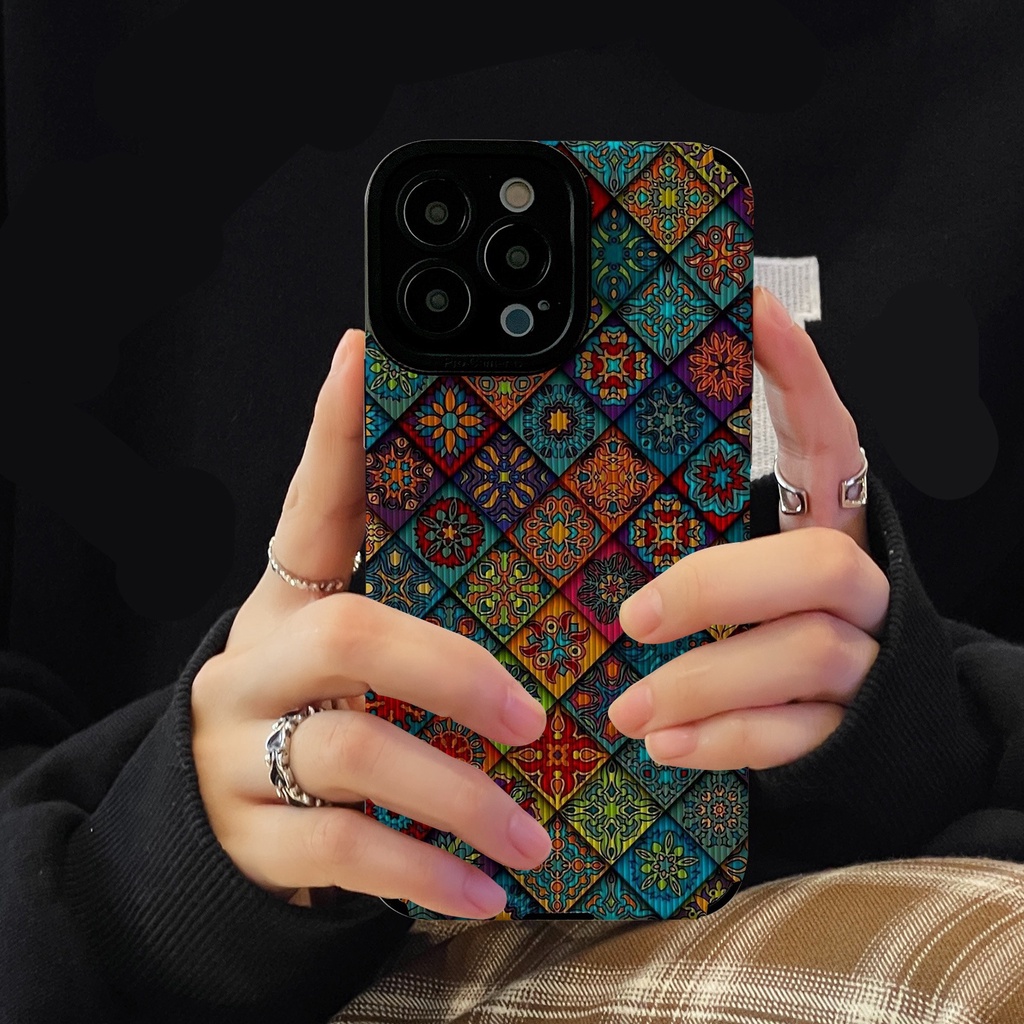 【Lamb Skin】SoftCase for IPhone 6S 7 Plus 8 Plus X XS XR XS Max 11 13 12 14 PRO Max 14 Plus 12 13 MINI Phone Case Vintage colored plaid for girl casing hp iphone 13