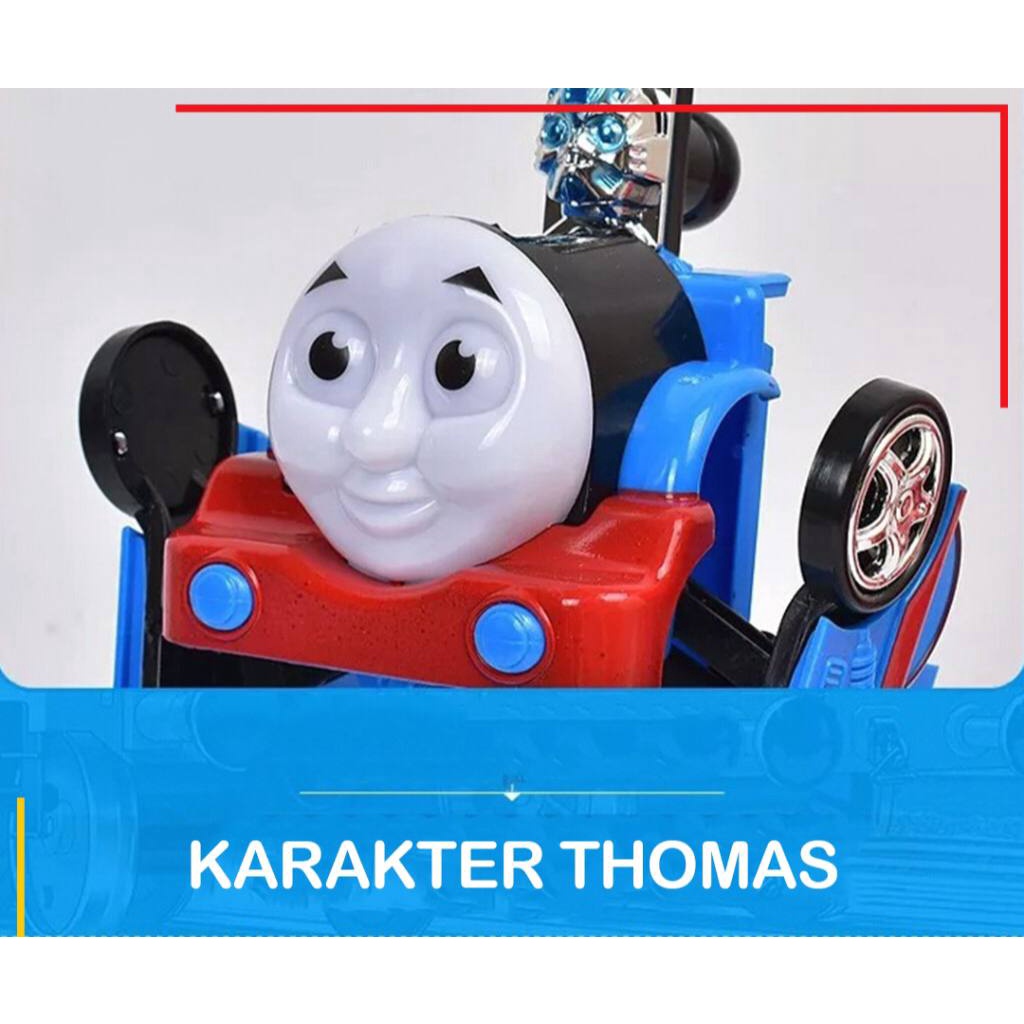 Mainan anak KERETA API THOMAS BISA JADI ROBOT 2 IN 1 THOMAS TRAIN GO GO CAR Robot Mobil Transformer Lampu Musik untuk Kado Anak