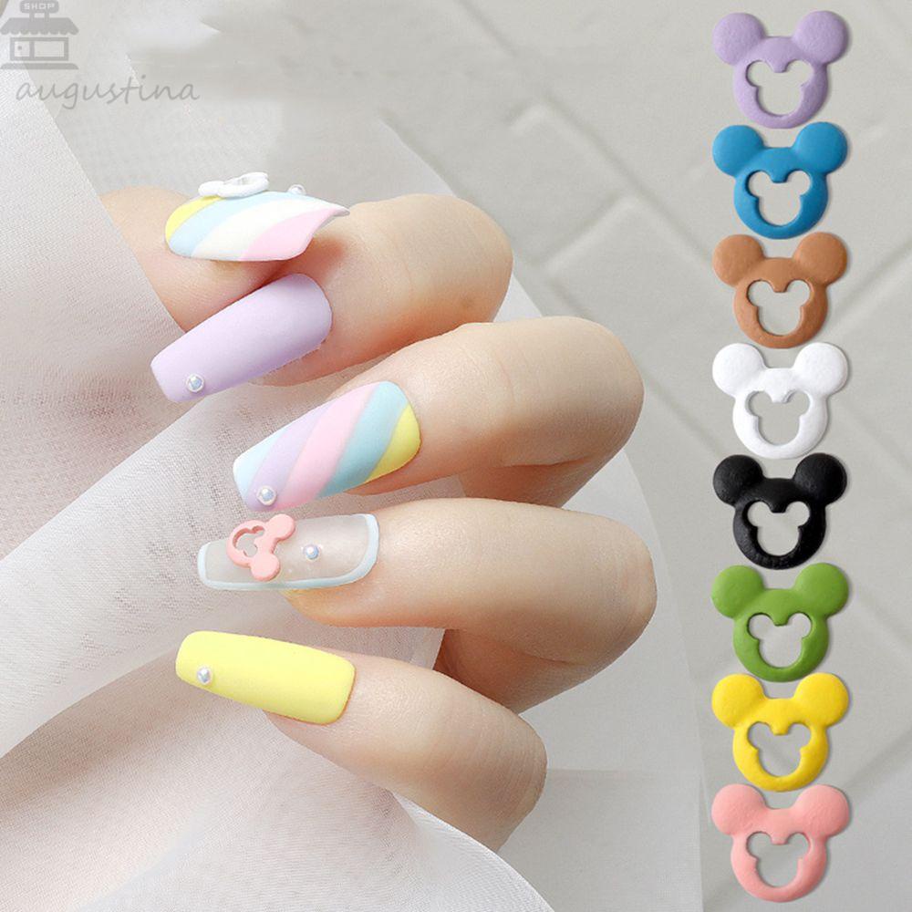 AUGUSTINA Agustina Mickey Kepala Nail Art Perhiasan Indah Berongga Perhiasan Mickey Mouse DIY Nail Art Ornamen