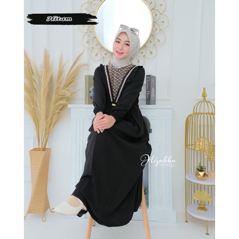 MERONA-GAMIS RISYA DRESS CRINCLE/Gamis lebaran/Gamis kondangan/cod