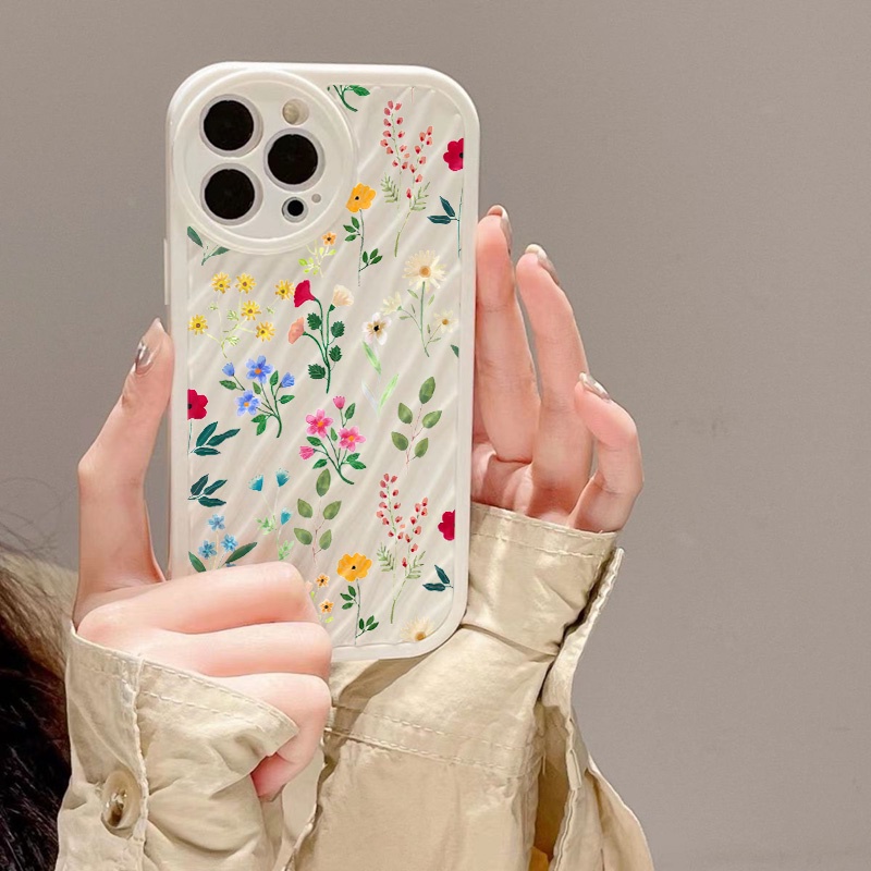 IPHONE Casing Ponsel Riak Air Bunga Warna-Warni Kompatibel Untuk Iphone11 13 12 14 Pro Max14 Plus XR X XS MAX 7Plus 8Plus 7 8 SE 2020 2022 Sarung Tahan Guncangan