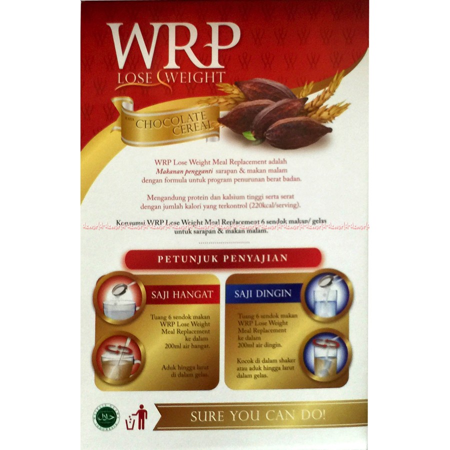 WRP Lose Weight Rasa Cokelat Seral Meal Replacement 300gr Makanan Diet Kontrol Berat Badan WRP Berat Badan Makanan Pengganti Sarapan Makan Malam We Er Pe Coklat Cereal