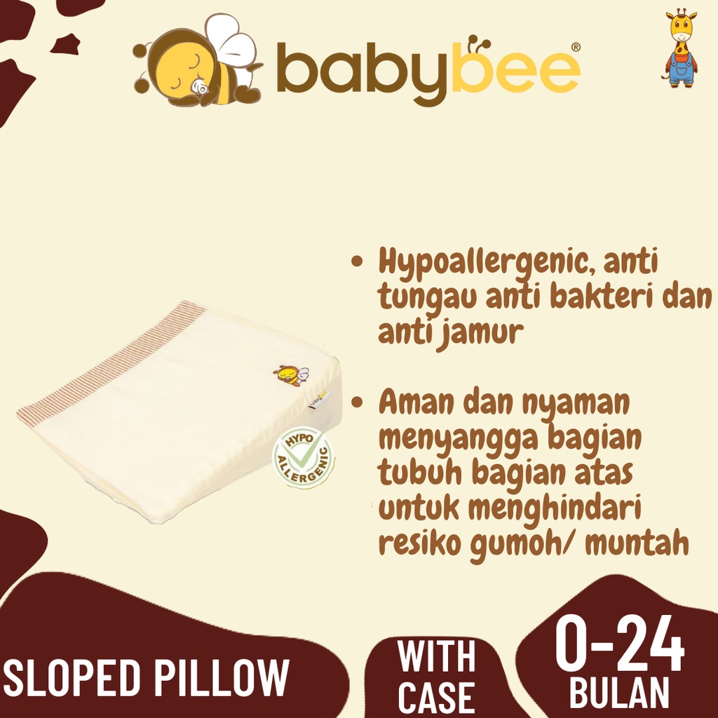 Babybee Sloped Pillow W/Case - Bantal Bayi