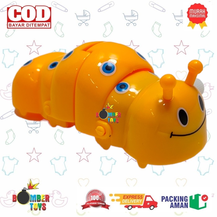 MAINAN ANAK Bayi Ulat ULET BULU wind up toys CATERPILLAR PUTAR MERANGKAK WARNA WARNI LUCU