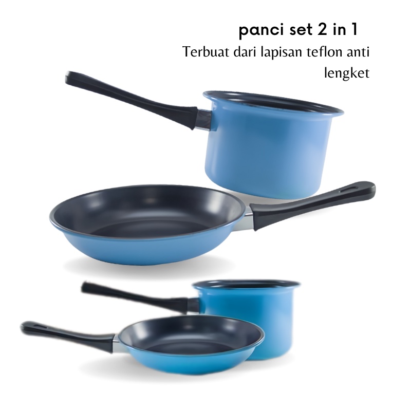 GOS - D308- Satu SET Panci dan Teflon Murah / Set Milk Pan 14cm + Fry Pan 20cm