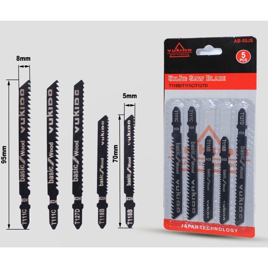 PROMO HARI INI!! YUKIDO Mata Gergaji Kayu Jigsaw Isi 5 Pcs T127D T118B T111C Jig Saw Blade
