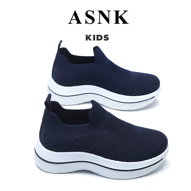 [GROSIR][COD] SEVEN_DAY SEPATU SLIP ON RAJUT ANAK CEWEK COWOK USIA 3-10 THN WM2329 HITAMFULL