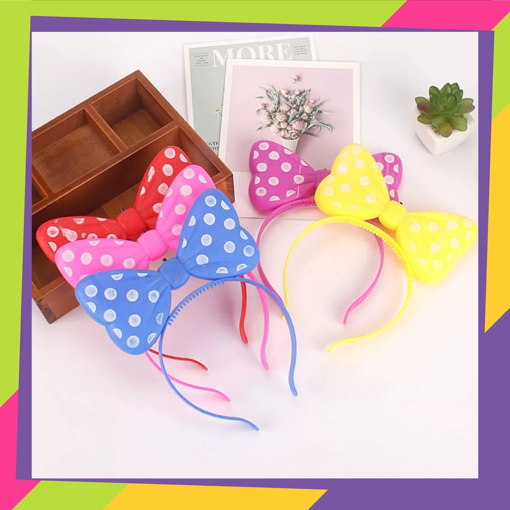 5107/ Bando anak pita polkadot lampu led nyala / Bandana mickey LED nyala