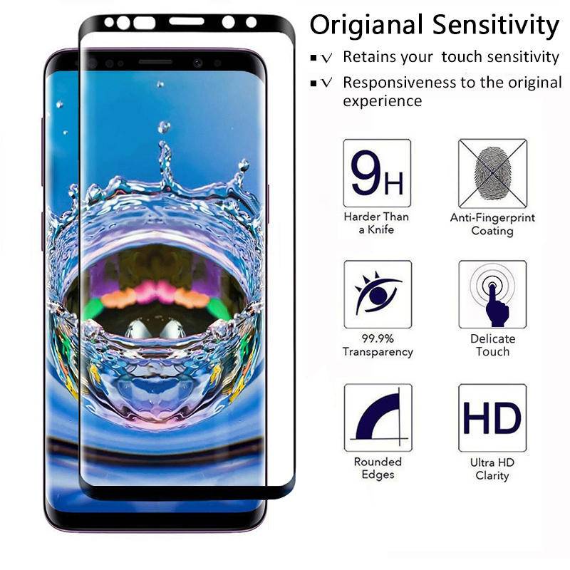 3pcs Untuk Samsung Galaxy S23 S22 S21 S20 Note20 Ultra Note8 Note9 Full Curved Cover Tempered Glass Pelindung Layar Untuk Samsung Galaxy Note10 S10 S9 S8 Plus