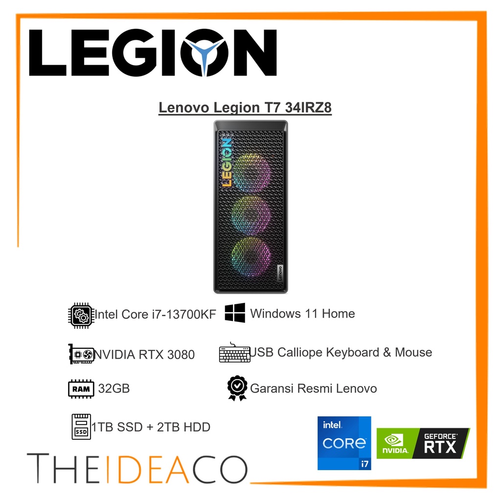 Lenovo Legion T7 34IRZ8 i7-13700KF 32GB 1TB SSD 2TB HDD RTX 3080 Win11