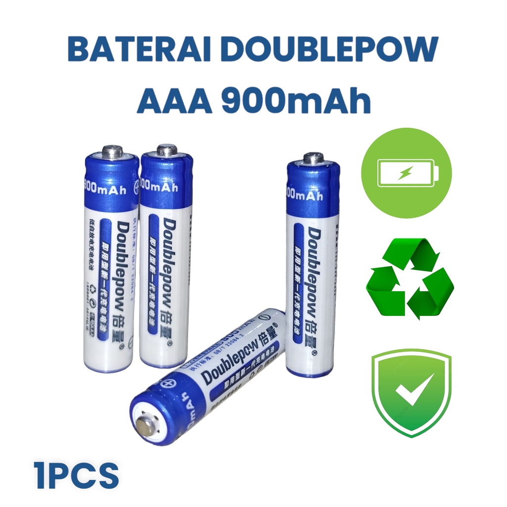 Battery Baterai Batrei AAA Rechargeable Doublepow ORIGINAL  Batre A3 Batu Batre Batrei Remot Jam Bisa Di Cas Isi Ulang Charger900mAh