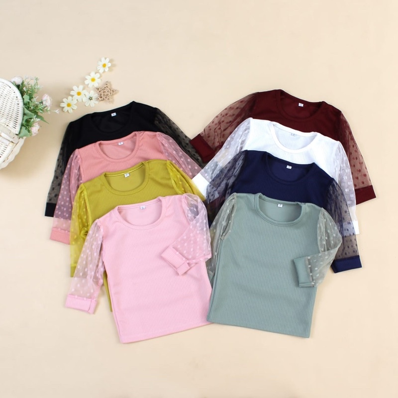 Lissa top kaos tile anak perempuan lucu murah bagus bahan knit