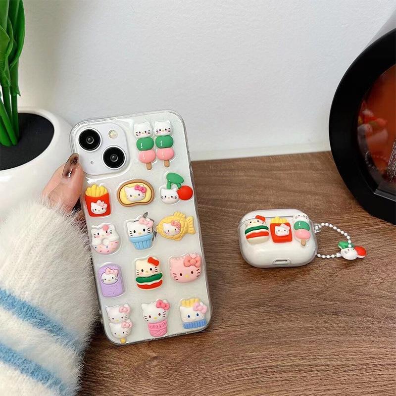 Case Kompatibel Untuk Airpods Pro2 Bluetooth Earphone Pelindung Case Cover Kompatibel Untuk Airpods1/2 Kucing Lucu Burger Transparan Case