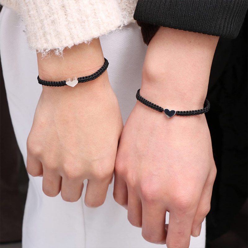 Gelang Couple Unisex Inisial 26huruf Gelang Pasangan Perhiasan Bentuk Hati Perhiasan Tali Kepang