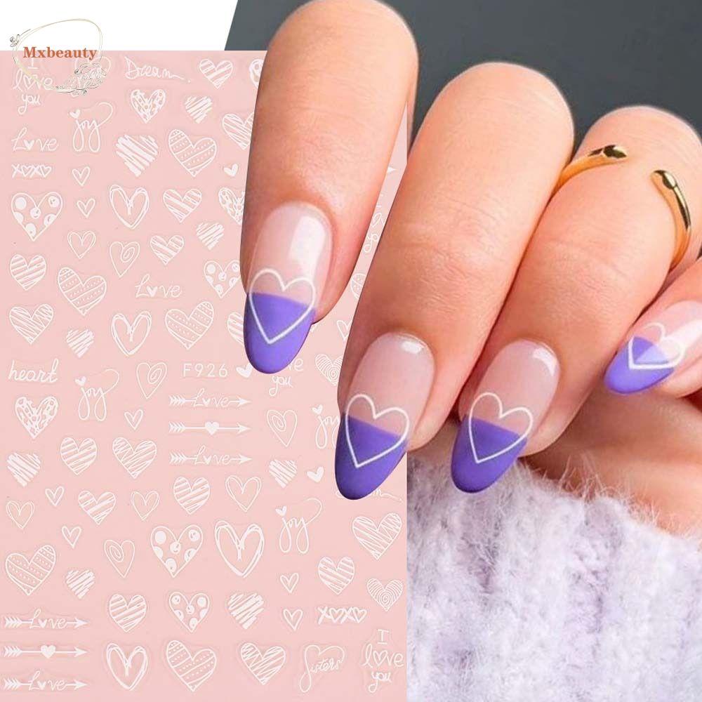 MXBEAUTY Stiker Kuku Hati Sweet Self Adhesive Ikatan Simpul Kaktus Hari Valentine Nail Art Nail Art Dekorasi