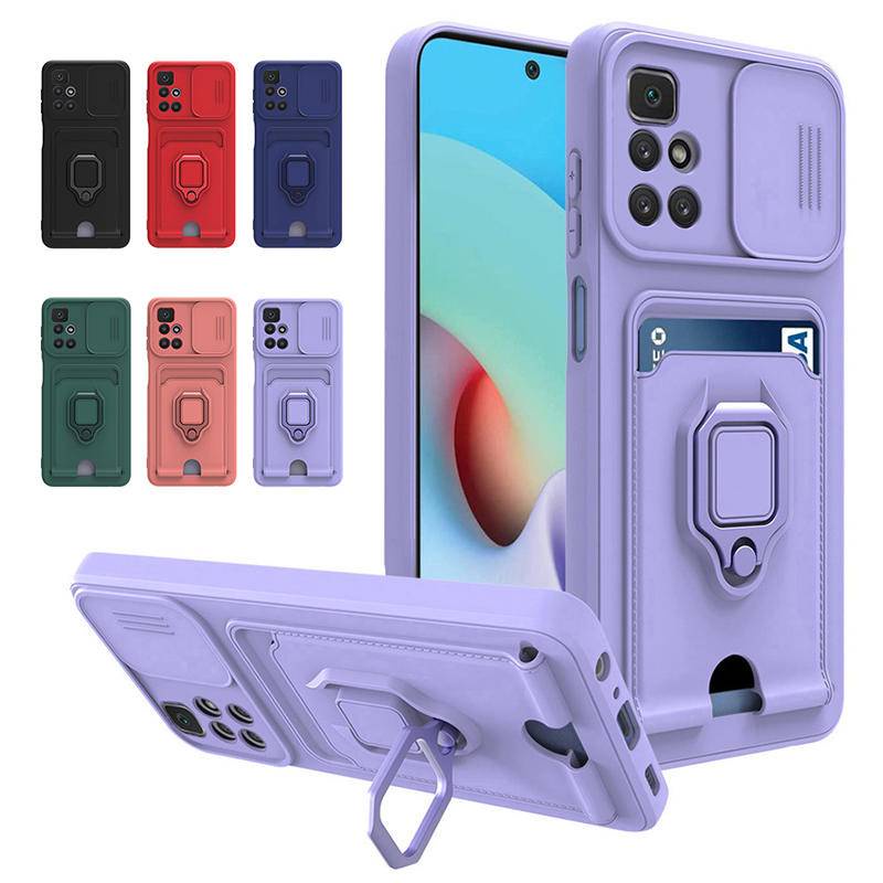 REDMI Tas Kartu Ring Holder Phone Case Untuk Redmi10 Prime 10A 10C 12C 11A 9C 9A 9T 10x9 Power Slide Penutup Perlindungan Lensa Untuk Xiaomi mi Poco C3