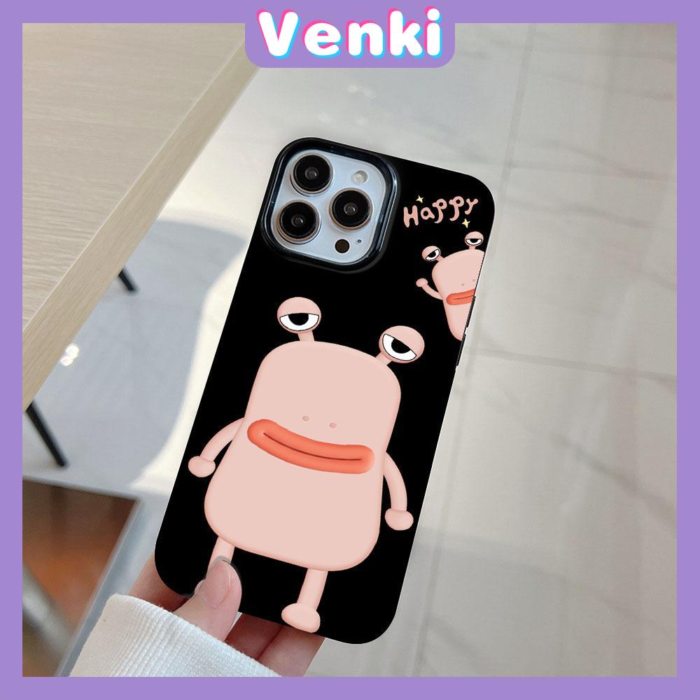 VENKI - For iPhone 11 iPhone Case Black Pink Gloss TPU Soft Shockproof Protection Camera Cute Sausage Mouth Frog Compatible with iPhone 14 13 Pro max 12 Pro Max xr xs max 7 8Plus