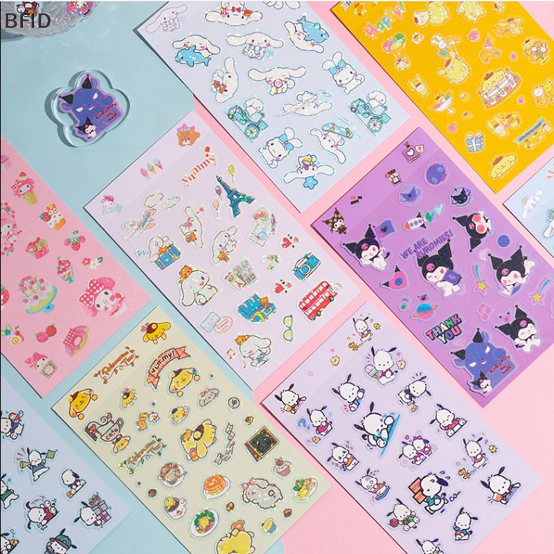 [BFID] 5pcs Sanrio Hello Kitty Kuromi Pachacco Goo Card Stiker Handbook Diary Hias DIY Alat Tulis Anime Kawaii Childrens Hadiah [ID]