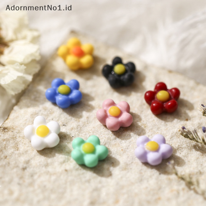 [AdornmentNo1] 50pcs bunga matahari baru senyum warna-warni gaya jepang warna segar stereoskopik resin kuku Daisy kecil act perannya sudah dikantongin