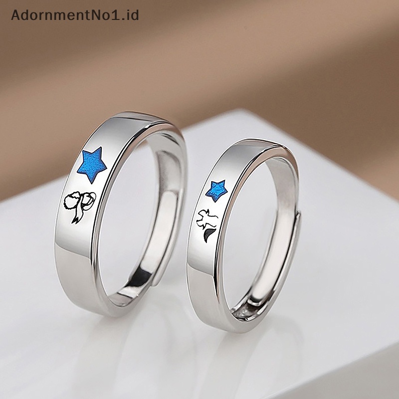 [AdornmentNo1] Romantis pangeran kecil rubah pasangan cincin lucu terbuka Adjustable pecinta cincin perhiasan hadiah hari valene