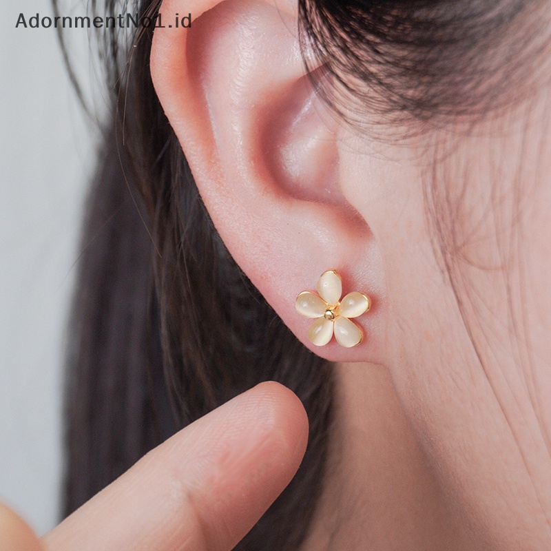 [AdornmentNo1] 1pasang Ins Opal bunga anting untuk wanita telinga tulang kuku Cartilage Earring Spiral Stud tubuh perhiasan hadiah