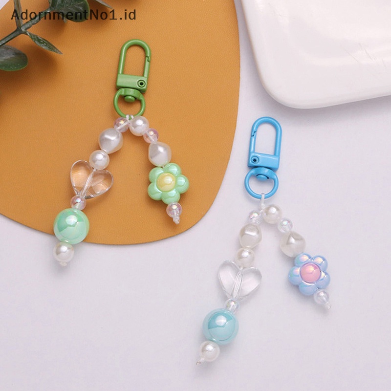 [AdornmentNo1] Colorful lucu bunga manik gantungan kunci tas ransel kunci liontin gantungan kunci Keyrings aksesoris Key Ring tas Charm perhiasan hadiah