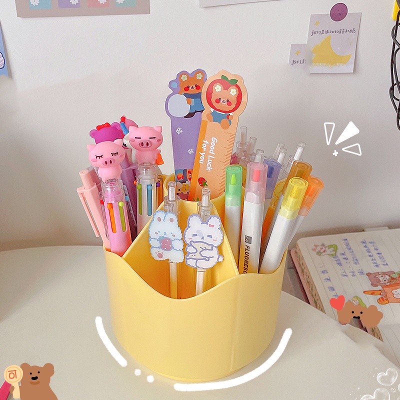 Desktop lucu mengatur kreatif berputar siswa Pen Holder anak Debris kotak Pen sortiran kotak penyimpanan rumah tangga yang dapat dilipat