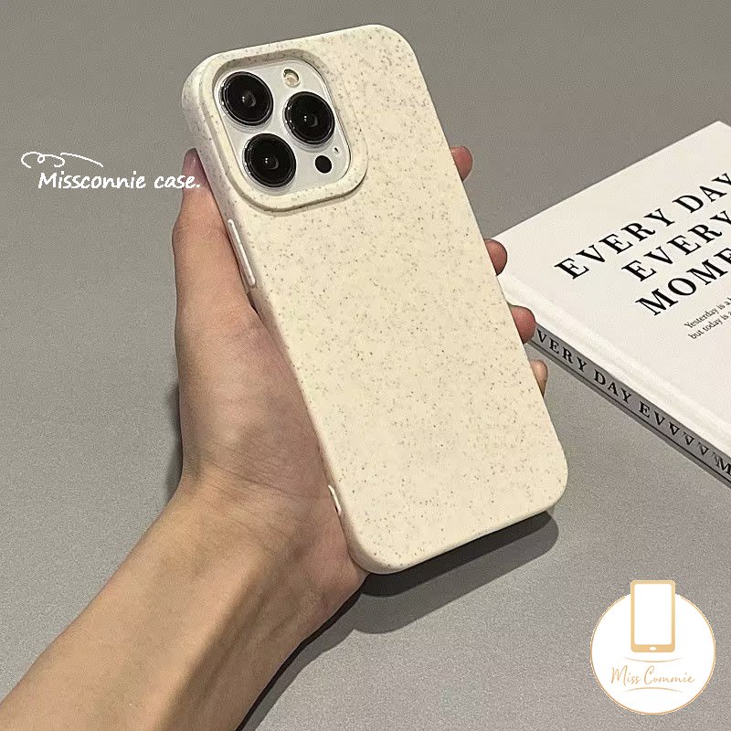 Simple Solid Color Degradable Case Compatible For IPhone 7Plus 11 13 12 14 Pro Max XR X XS MAX 7 6 8 6S Plus SE 2020 Soft Tpu Ins Luxury Straw Texture Phone Cover