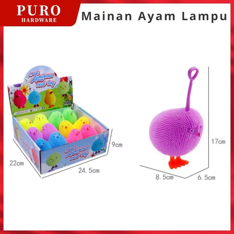 Mainan Anak Ayam Karet Pencet Nyala Lampu Mainan Bayi / Squishy Ayam Lampu