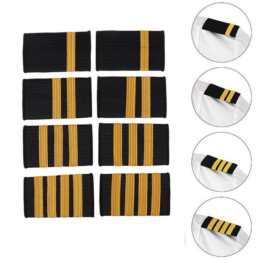 Lencana Pin Kerah Pangkat Pilot Strip / Bar Pilot Pangkat Pilot Epaulette 1-4 Gold