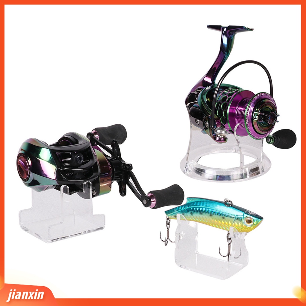 (In Stock) Casting Reel Holder Anti Gores Stabil Sangat Transparan Anti-slip Padat Akrilik Display Gulungan Pancing Stand Alat Pancing