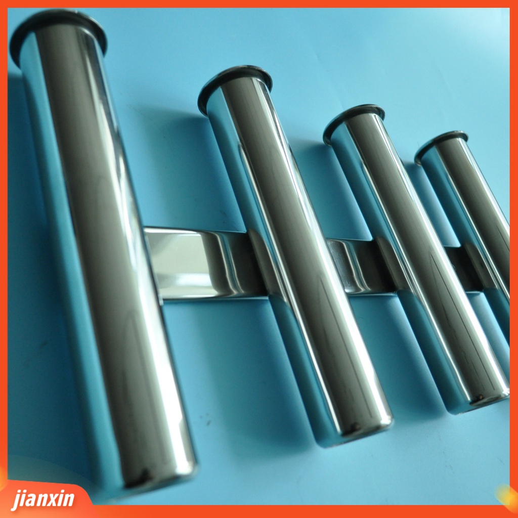 (In Stock) Rak Batang 4 Tabung Bahan Stainless Steel Dinding Penahan Tiang Pancing Yang Dipasang Samping Untuk Marine