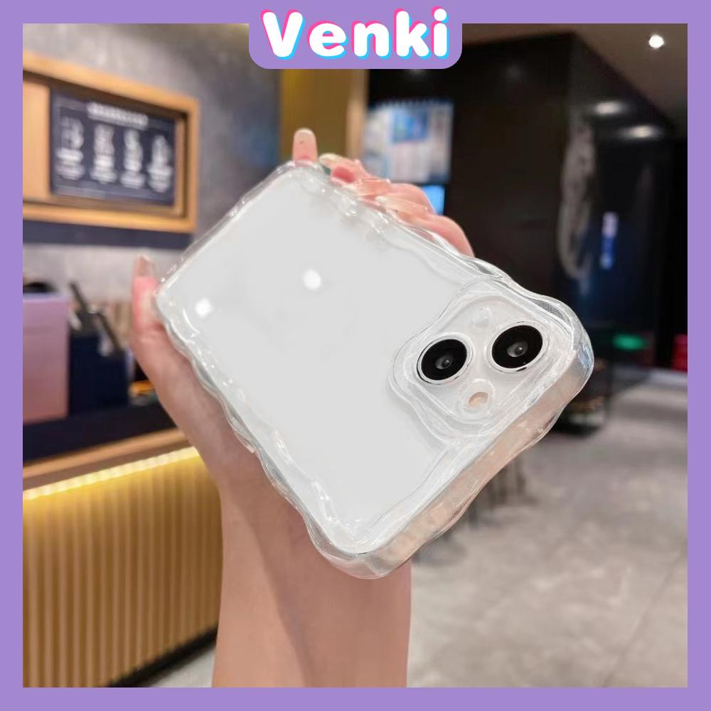 VENKI - Untuk iPhone 11 iPhone Case 3D Tepi Melengkung Gelombang Bening Phone Case TPU Airbag Tahan Guncangan Kamera Sederhana Kompatibel dengan iPhone 14 13 Pro max 12 Pro Max 11 xr 7Plus 8Plus