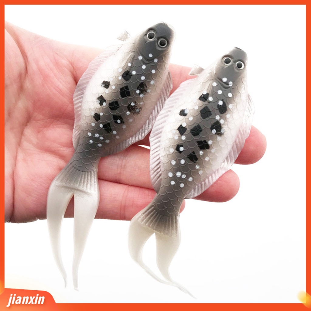 (In Stock) 2Pcs /Set 8g 13cm Umpan Flatfish Bentuk Hidup Mata 3D Mini Soft Fork Tail Flounder Umpan Silikon Untuk Outdoor